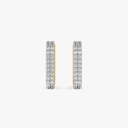 Sleek Boxy 14Kt Yellow Gold Diamond Hoop Earrings