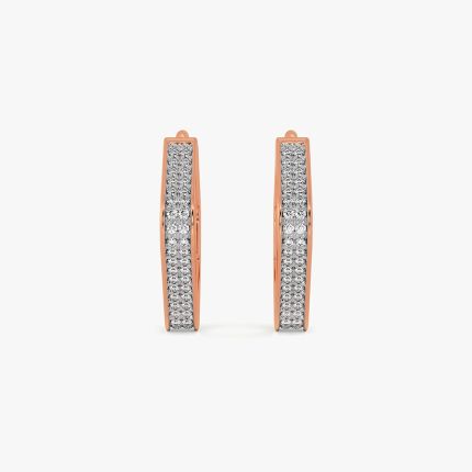 Chic Sparkle 14Kt Rose Gold Diamond Hoop Earrings