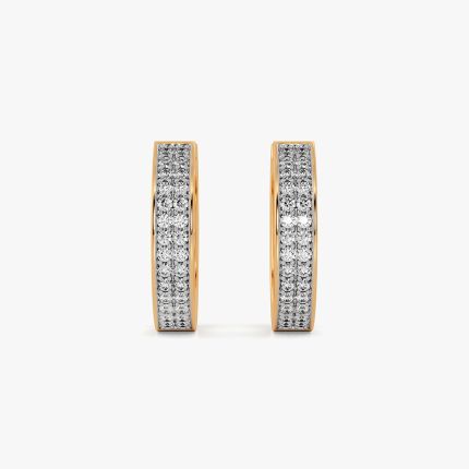 Stylish Shimmer 14Kt Yellow Gold Diamond Hoop Earrings