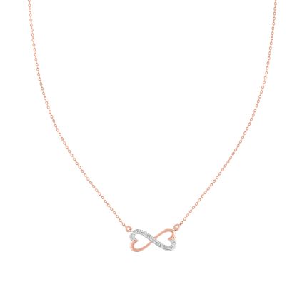 Infinity Design Diamond and Rose Gold Chain Necklace 