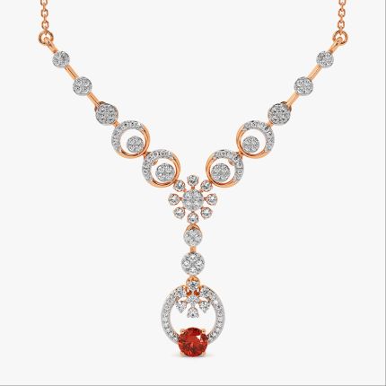 Captivating 14Kt Rose Gold Diamond and Gemstone Necklace