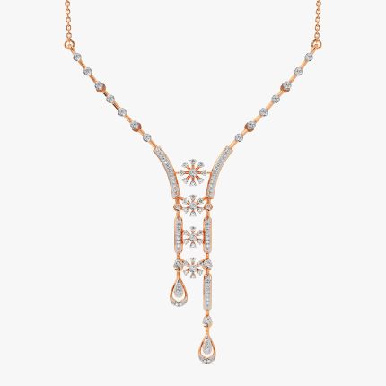 Modern Drop 14Kt Rose Gold Diamond Necklace