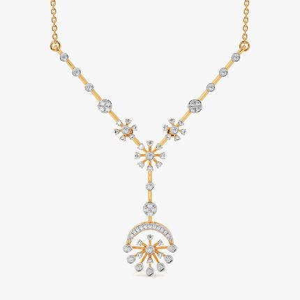 Radiant Circle 14Kt Yellow Gold Diamond Necklace