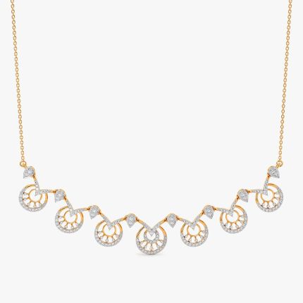 Curved Grace 14Kt Yellow Gold Diamond Necklace