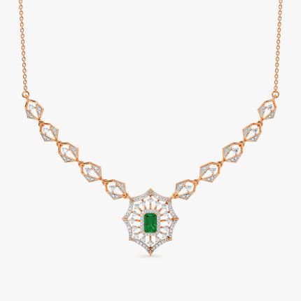 Vibrant Shimmer 14Kt Rose Gold Diamond Necklace