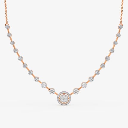 Charm Geometric Rose Diamond Necklace