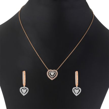18KT Rose Gold Heart Design Jewellery Set