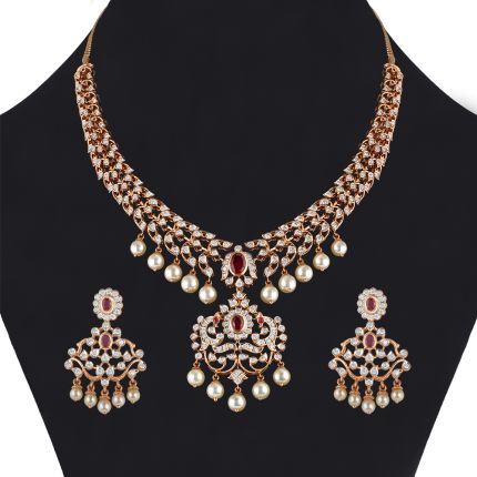Alluring 18KT Rose Gold Necklace and Earrings