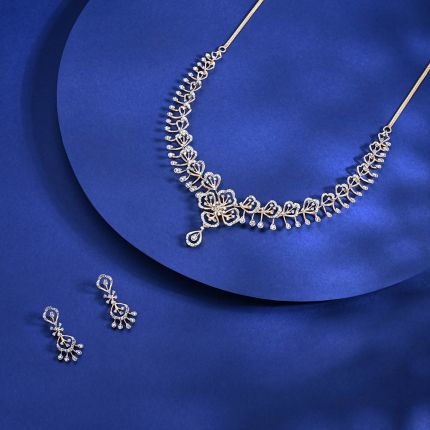 Sophisticated Serenity 18KT Yellow Gold Floral Necklace Set