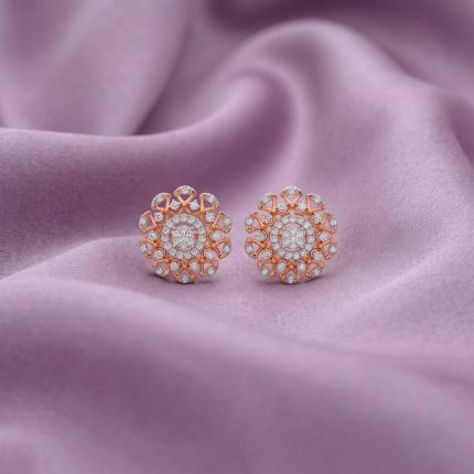 Mandala Pattern Diamond Earrings