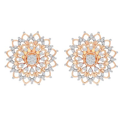Flower Design 14KT Rose Gold Earrings Set