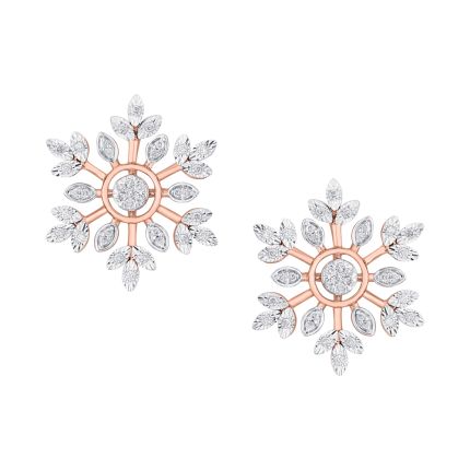 Snowflake Design Diamond Earrings