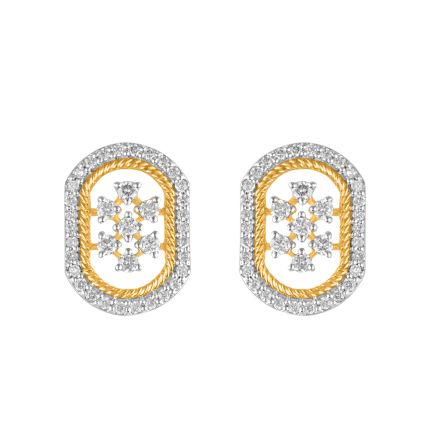 Geometric Diamond and Yellow Gold Earrings