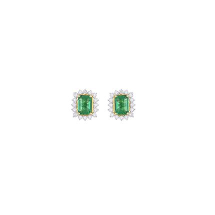 Spangled Emerald Halo Earrings