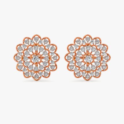 Glossy Mandala Design Diamond Earrings