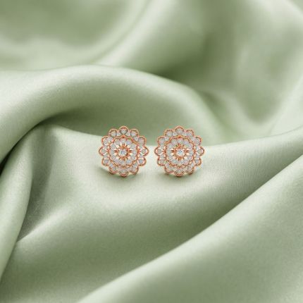 Glossy Mandala Design Diamond Earrings