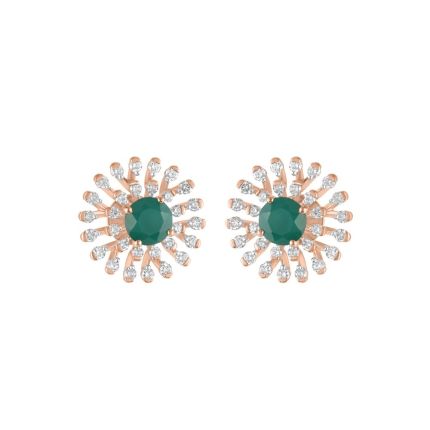 Glowing Green Onyx and Diamond Studs