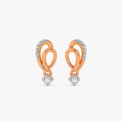 Minimal Geometric Diamond Rose Earring