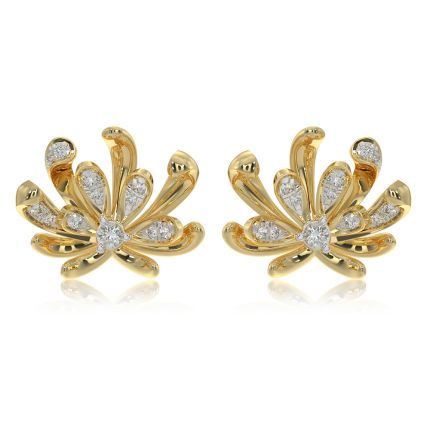 Floral Blossom 9Kt Yellow Gold Stud Earrings