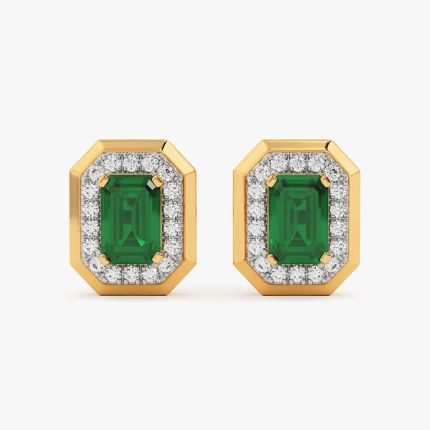 Timeless 14Kt Yellow Gold Diamond and Emerald Earrings