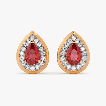 Pear Drop 14Kt Yellow Gold Diamond and Ruby Pendant