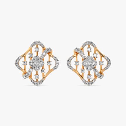 Striking 14Kt Yellow Gold Diamond Stud Earrings