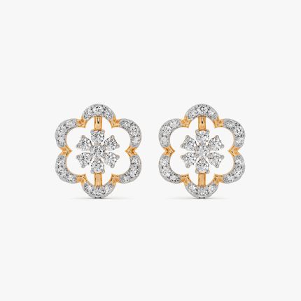 Versatile Bloom 14Kt Yellow Gold Diamond Earrings
