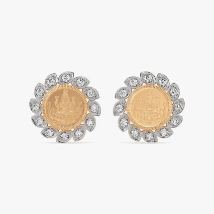 14KT Floral Laxmi Diamond Earring