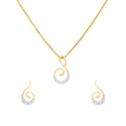 Musical Design Diamond Pendant and Earrings Set