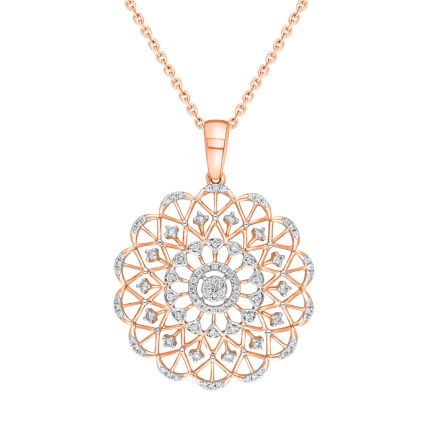 Flower Patterned Diamond Pendant