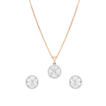 Breathtaking Diamond Pendant and Earring Set on 14KT Rose Gold