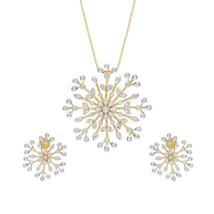 Floral Burst Miracle Plate Diamond Pendant Set
