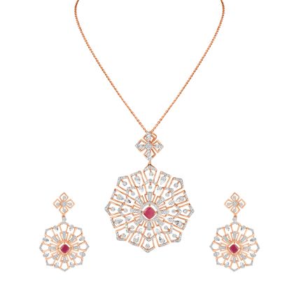 Lustrous Rose Gold Circular Designed Jewellery Set