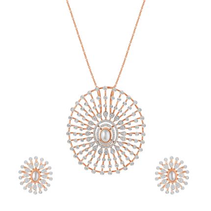 Beautiful Diamond Pendant and Earrings Set