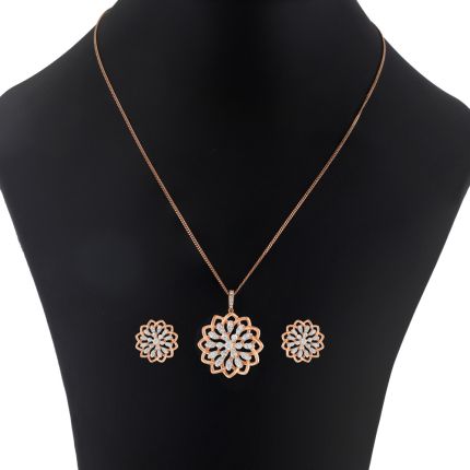 Stunning Floral Diamond Pendant Set