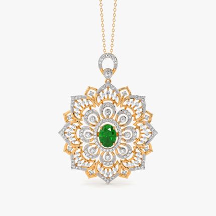 Radiant Floral Diamond Yellow Pendant