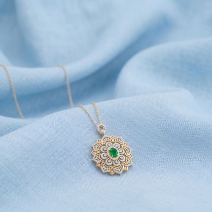 Radiant Floral Diamond Yellow Pendant