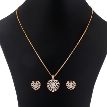 Heart Shaped Diamond Pendant Set
