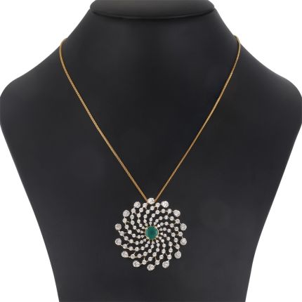 Stunning Green Onyx and Diamond Pendant