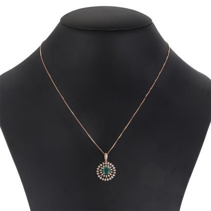 Glowing Green Onyx and Diamond Pendant