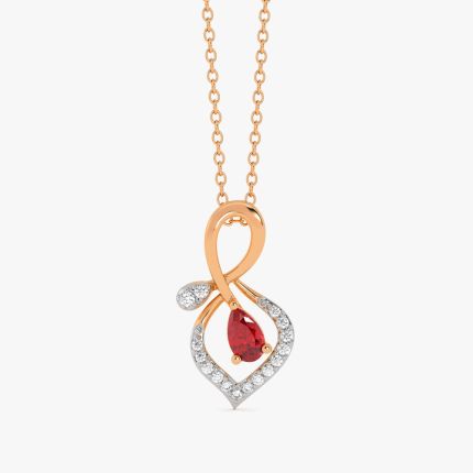 Graceful Leaf Diamond Rose Pendant