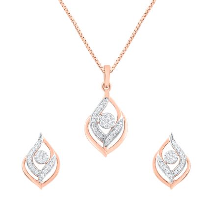Delicate Diamond Earrings and Pendant Set