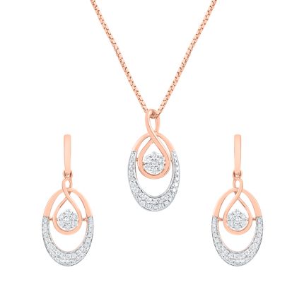 Blossom Oval Rose Gold Pendant Set