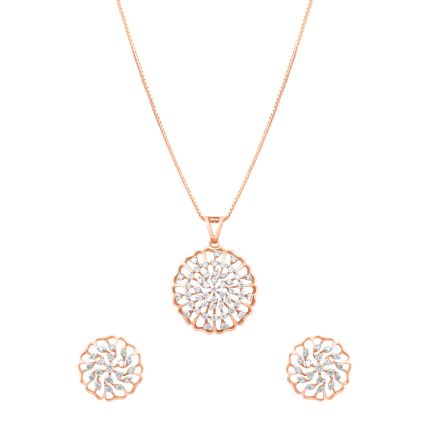 Floral Burst Diamond Pendant Set