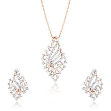 Radiant Diamond Leaf Pendant Set