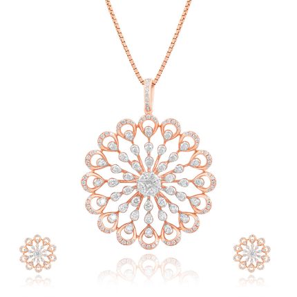 Radiant Bloom Diamond Pendant Set