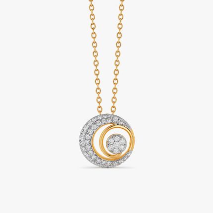 Dazzling Moon 14Kt Yellow Gold Diamond Pendant