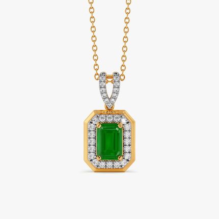 Timeless 14Kt Yellow Gold Diamond and Emerald Pendant