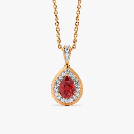 Pear Drop 14Kt Yellow Gold Diamond and Ruby Pendant