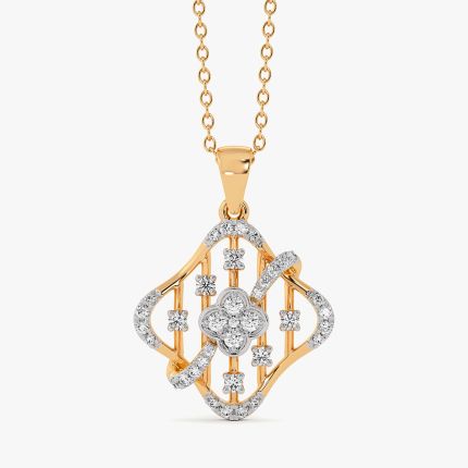 Striking 14Kt Yellow Gold Diamond Pendant